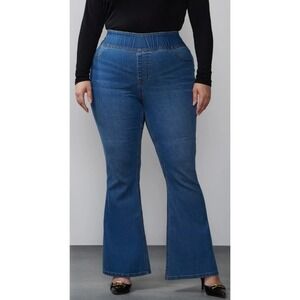 New York & Company Bootcut Jeans Women's High Rise Flare Size 16W Blue Denim NEW
